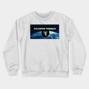 Earth's Black Hole Nautical Light Blue Atlantic Fossils Shark Tooth Print Crewneck Sweatshirt